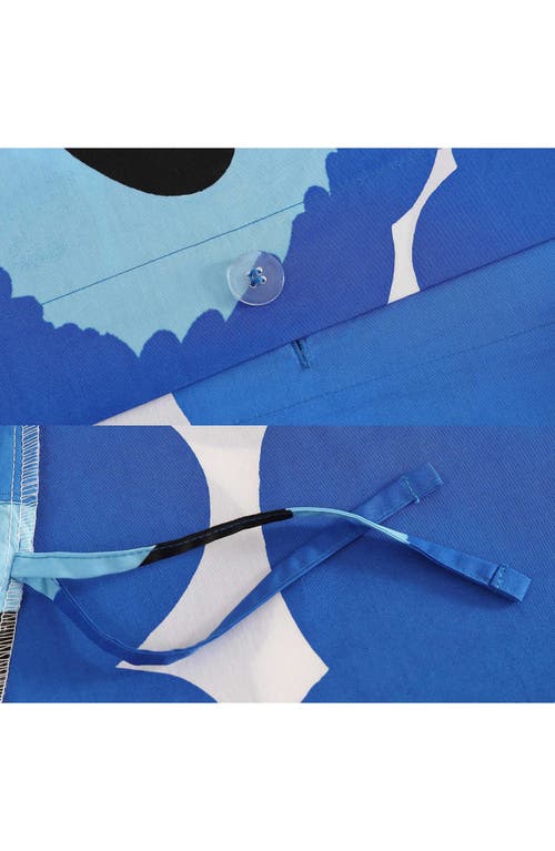 Marimekko Unikko Organic Cotton Percale Duvet Cover & Sham Set In Open Bright Blue