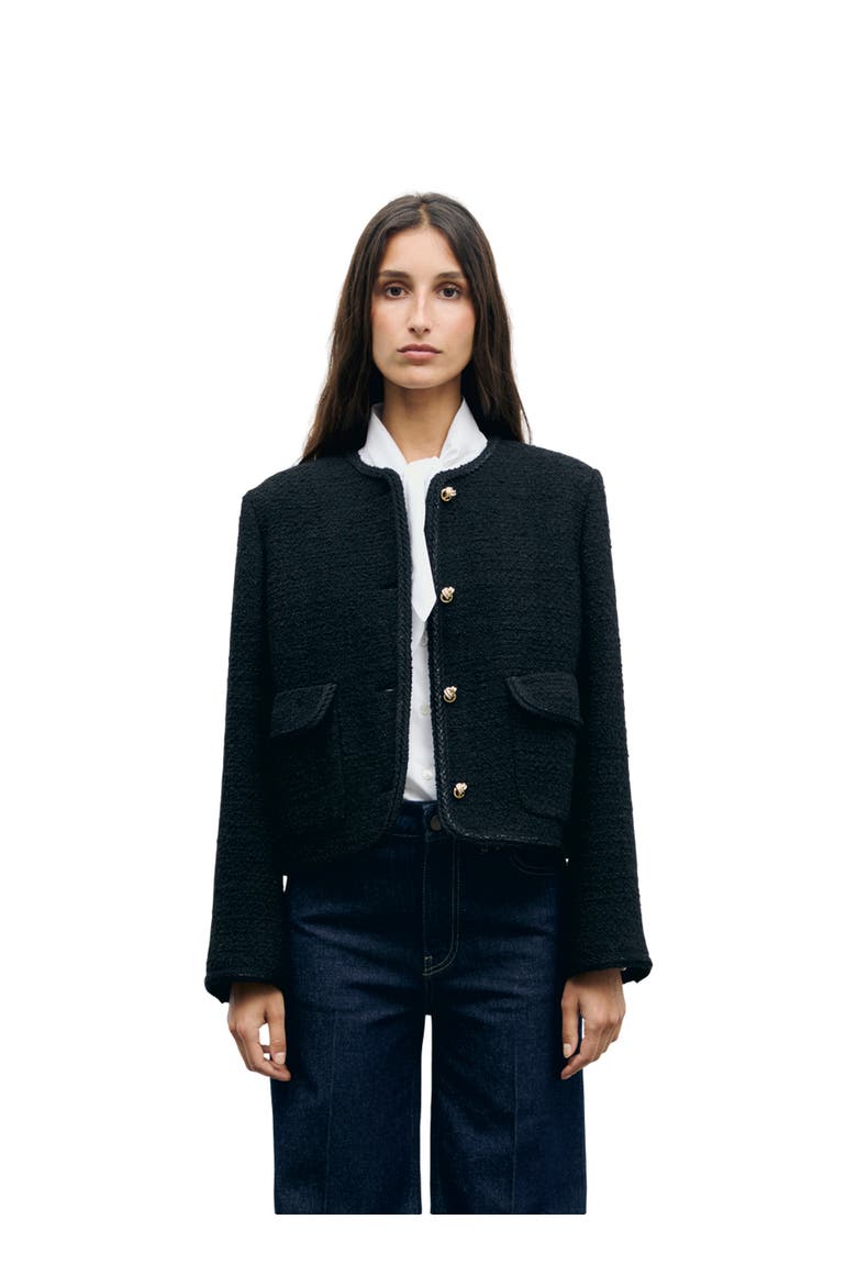 Judye Curly Tweed Jacket, Main, color, Black