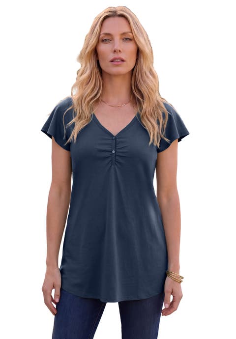Plus Size Cotton Ultimate Flutter Sleeve Sweetheart Tee (Plus)