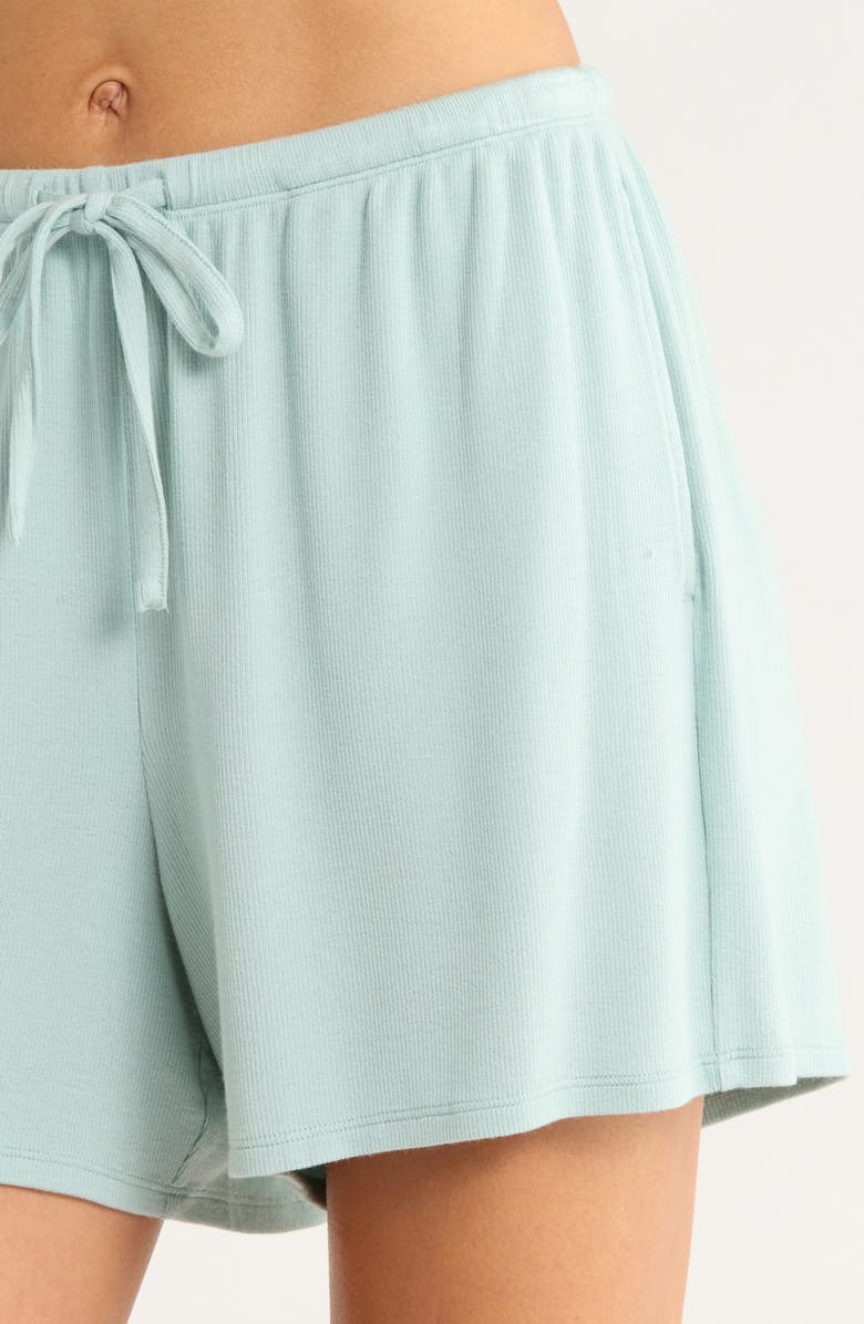 Nordstrom Moonlight Eco Rib Long Sleeve Shortie Pajamas, Alternate, color, Teal Mist