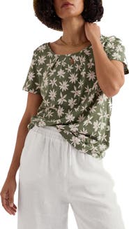 Seasalt Cornwall Appletree Floral Keyhole T-Shirt