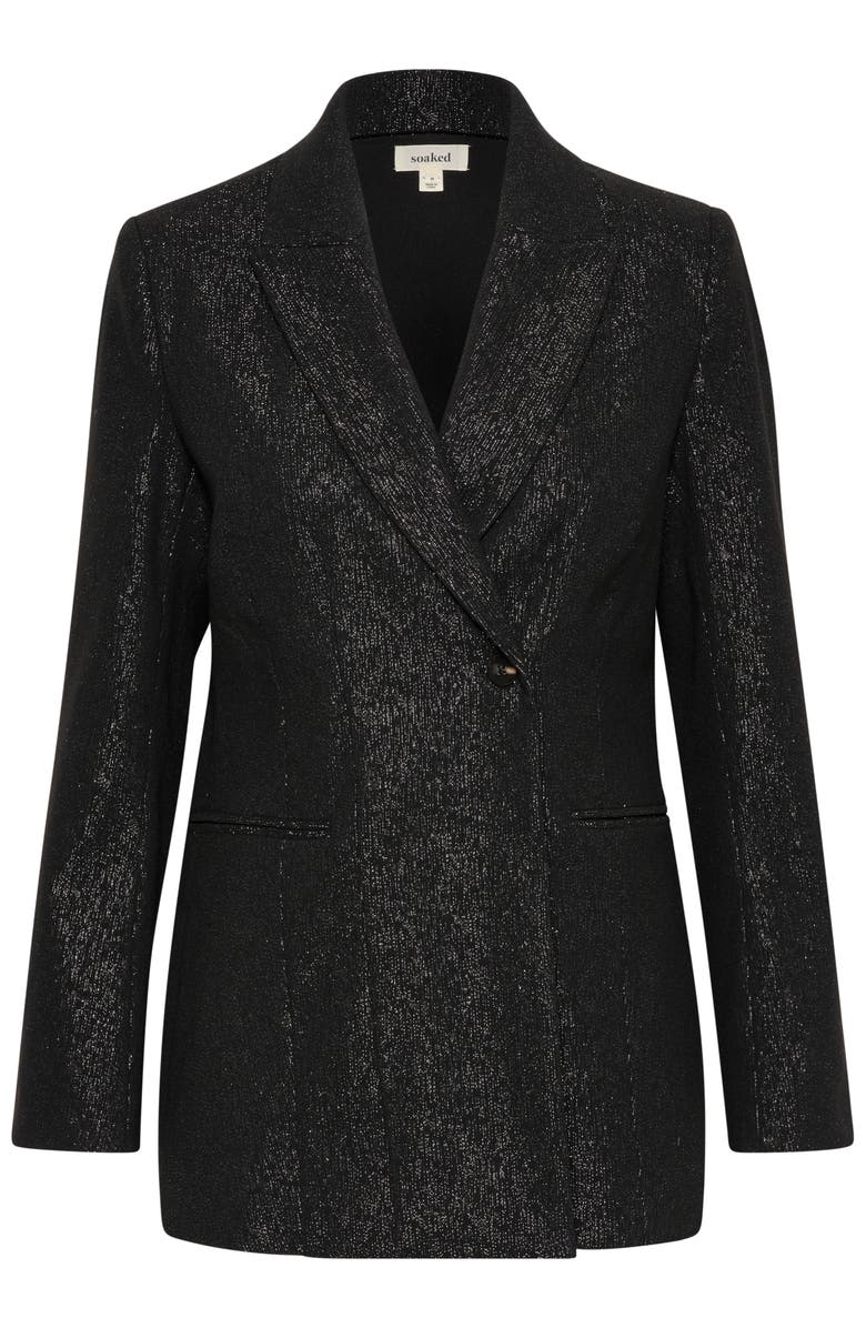 Soaked in Luxury SLCahlina Single-breasted Glitter Blazer, Alternate, color, Gun Metal