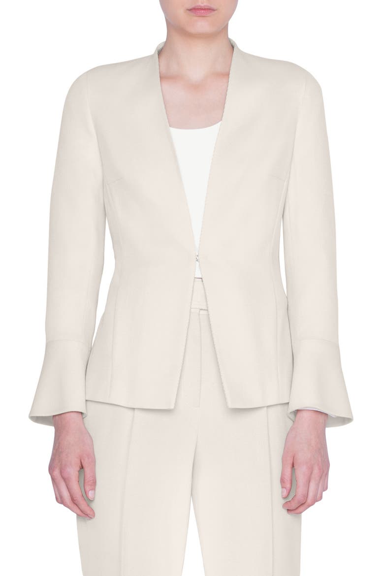 Trumpet Cuff Wool Blazer, Main, color, ALABASTER