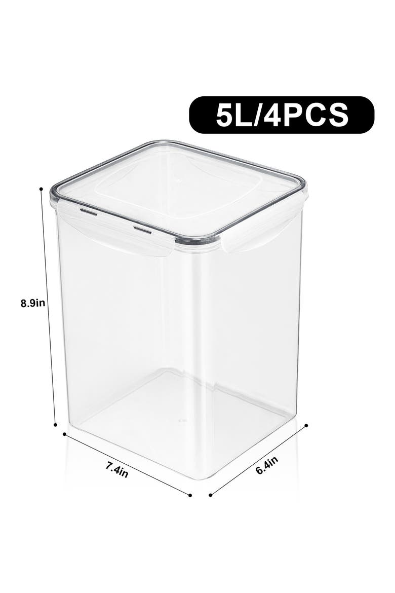 4-Pack Airtight Dry Food Storage Containers, Alternate, color, CLEAR