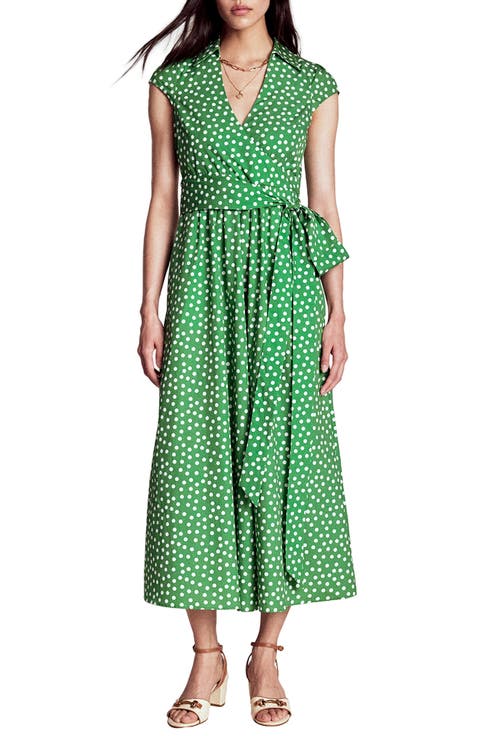 Polka Dot Wrap Front Cotton Dress