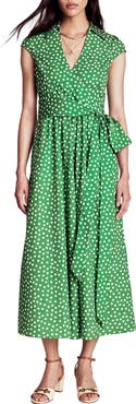 Boden Polka Dot Wrap Front Cotton Dress