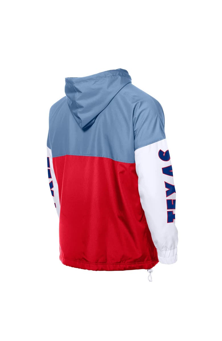 New Era Men's New Era Red/Light Blue Texas Rangers Color Block Full-Zip Hoodie Windbreaker, Alternate, color,