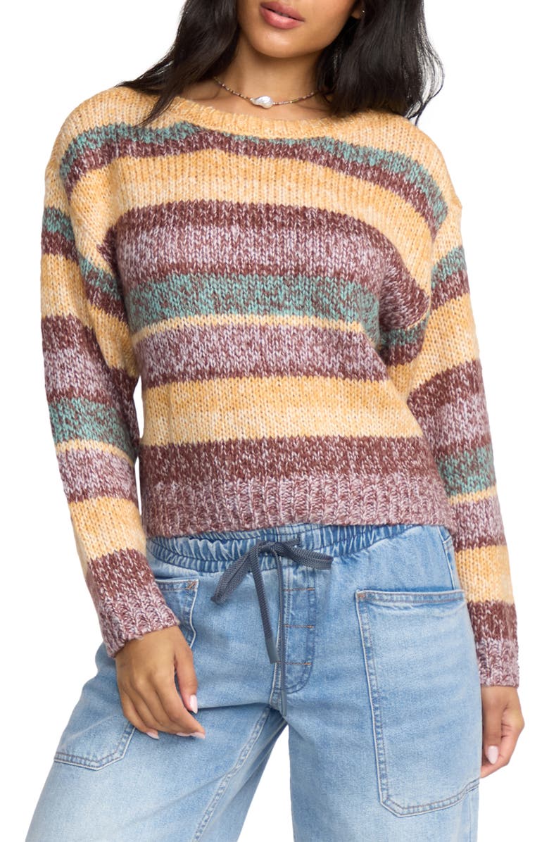 Billabong So Spaced Out Stripe Sweater, Main, color, Mulch