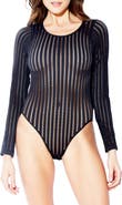 Hauty Stripe Netted Long Sleeve Bodysuit