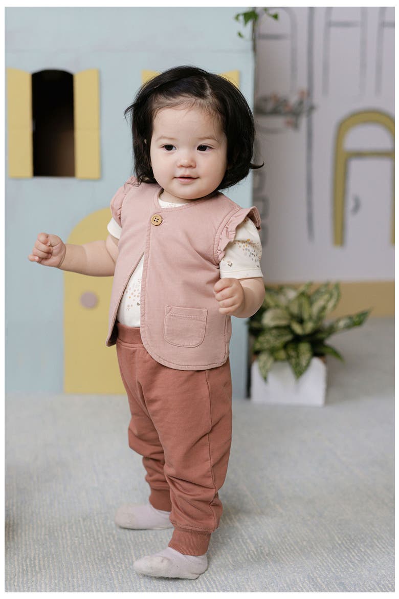 Organic Cotton French Terry Harem Pants, Alternate, color, CLAY