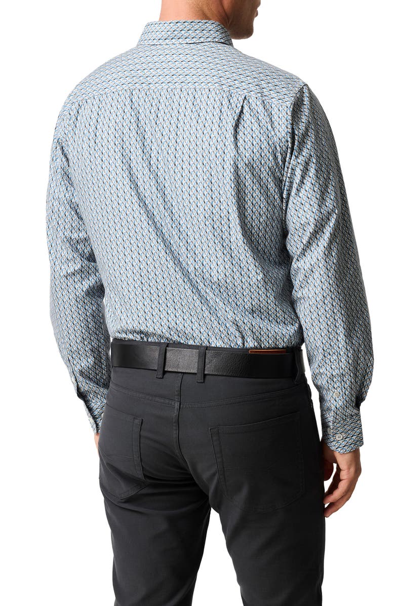 Rodd & Gunn Maitlands Sports Fit Geometric Print Cotton Poplin Button-Up Shirt, Alternate, color, Dusk