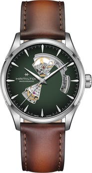 Hamilton Jazzmaster Open Heart Automatic Leather Strap Watch, 42mm