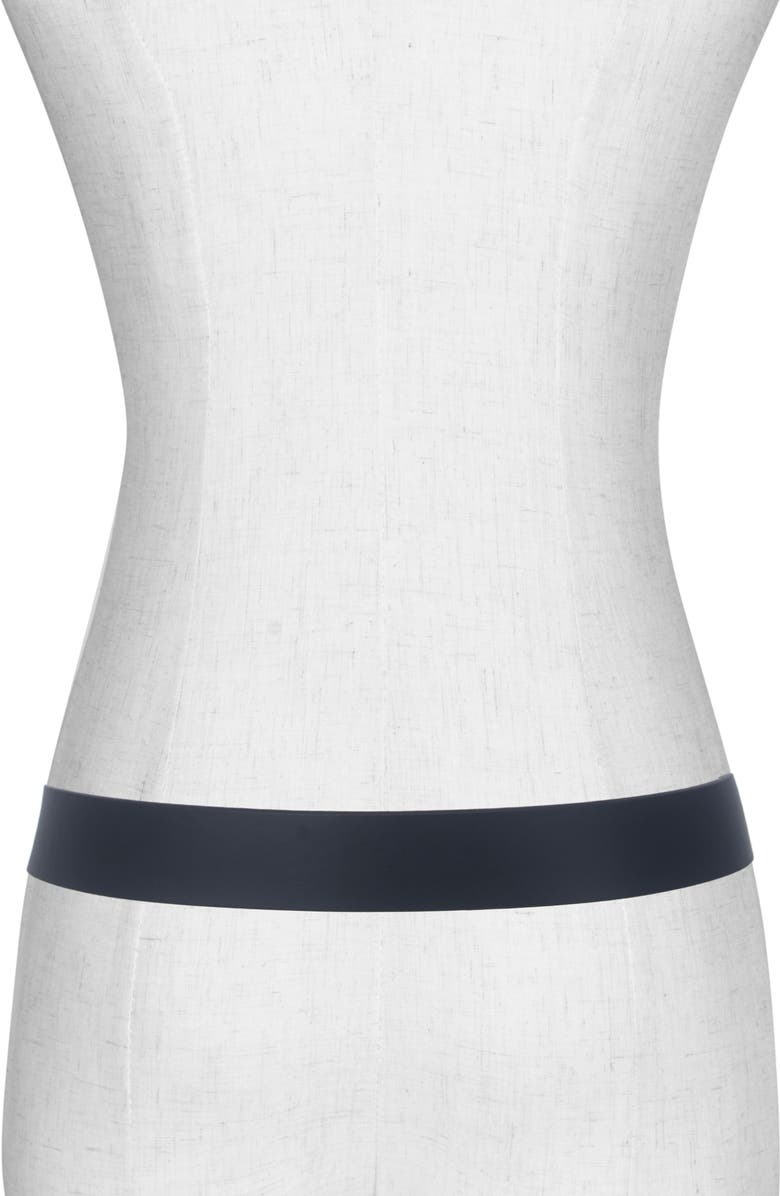 Vince Plaque Leather Belt, Alternate, color, Black / Polished Gold