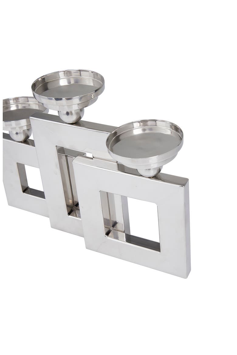 Silvertone Stainless Steel Pillar 3 Plate Candle Holder, Alternate, color, SILVER