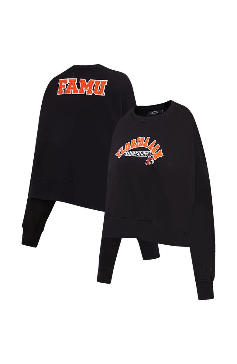 Post Women's Pro Standard Black Florida A&M Rattlers Classic 3-Hit Pullover Sweatshirt, Main, color, 