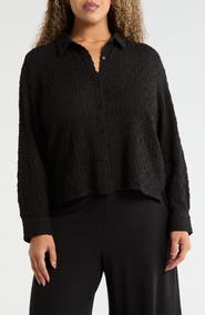 Eileen Fisher Classic Collar Stretch Organic Cotton Blend Button-Up Shirt