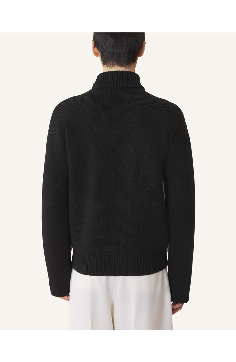 Lanvin WOOL AND LEATHER INTARSIA TURTLENECK SWEATER, Alternate, color, 