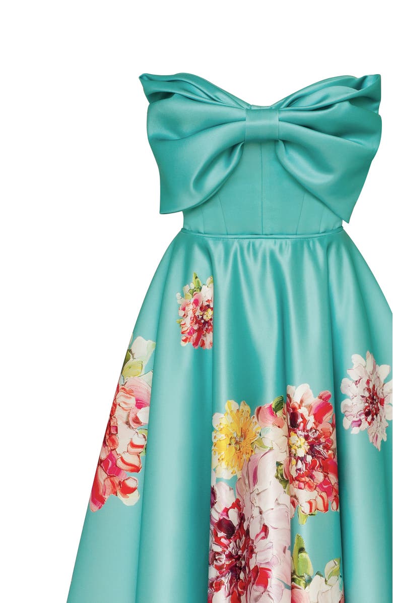 Milla Playful floral midi dress with bow, Alternate, color, Aquamarine Floral