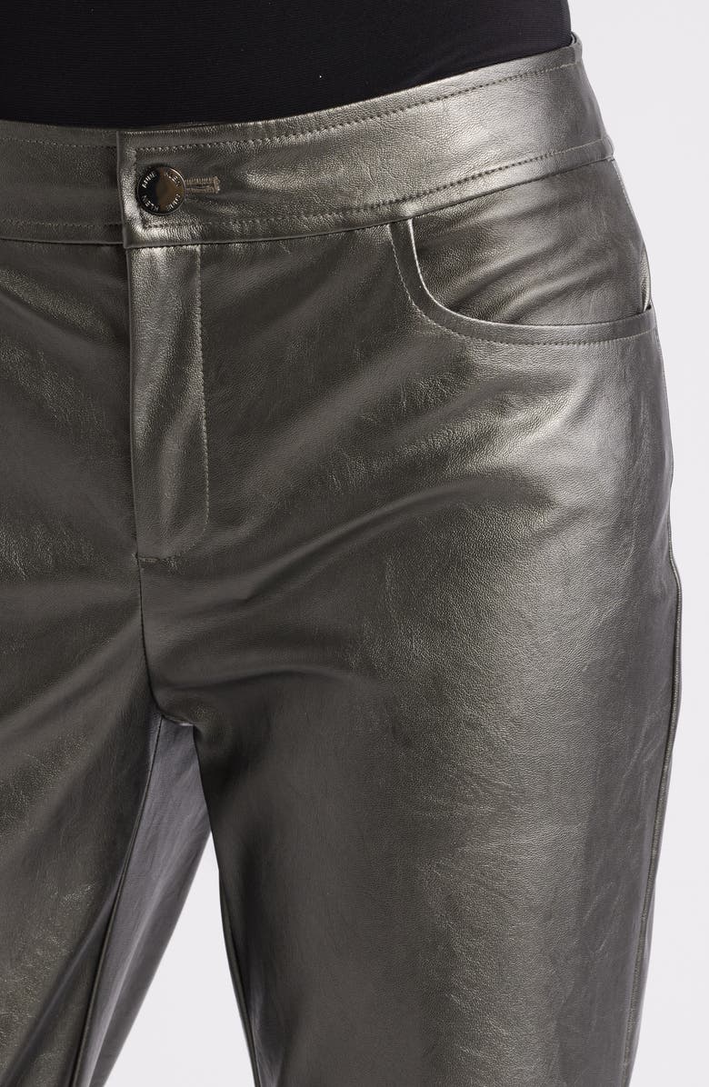 Anne Klein Metallic Faux Leather Bootcut Pants, Alternate, color, 