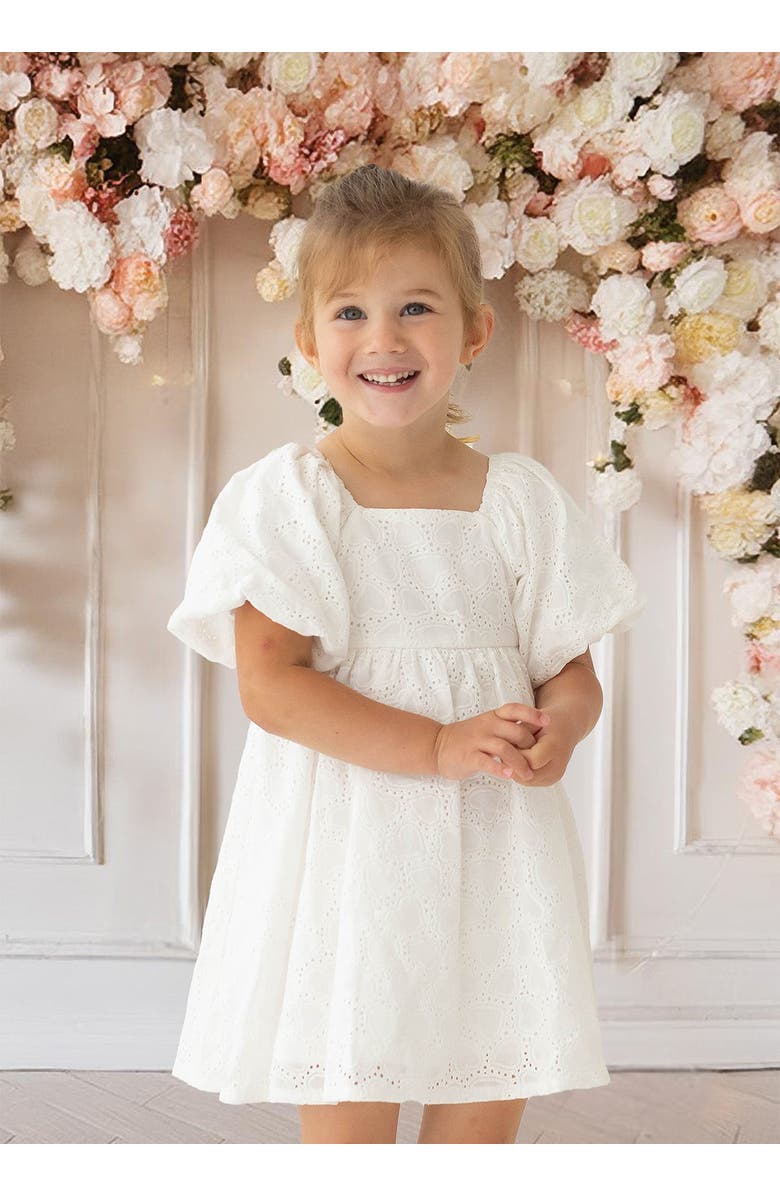 Isobella & Chloe Lacy Toddler Knit Dress, Alternate, color, White