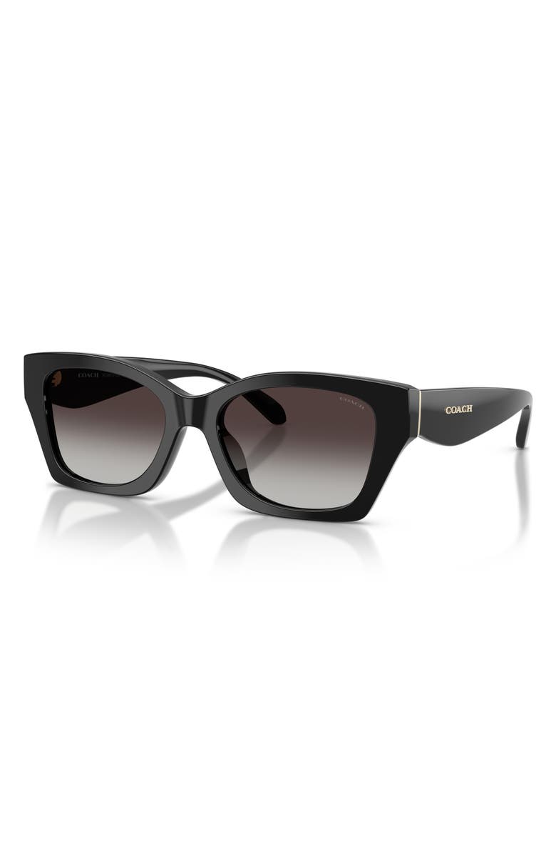 COACH 54mm Gradient Rectangular Sunglasses, Alternate, color, Black / Grey Gradient