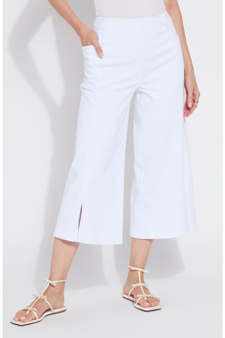 Fiorella Stretch Knit Denim Culottes, Alternate, color, WHITE