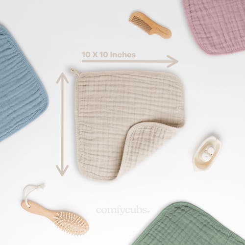 Comfy Cubs Muslin Washcloths In Sand