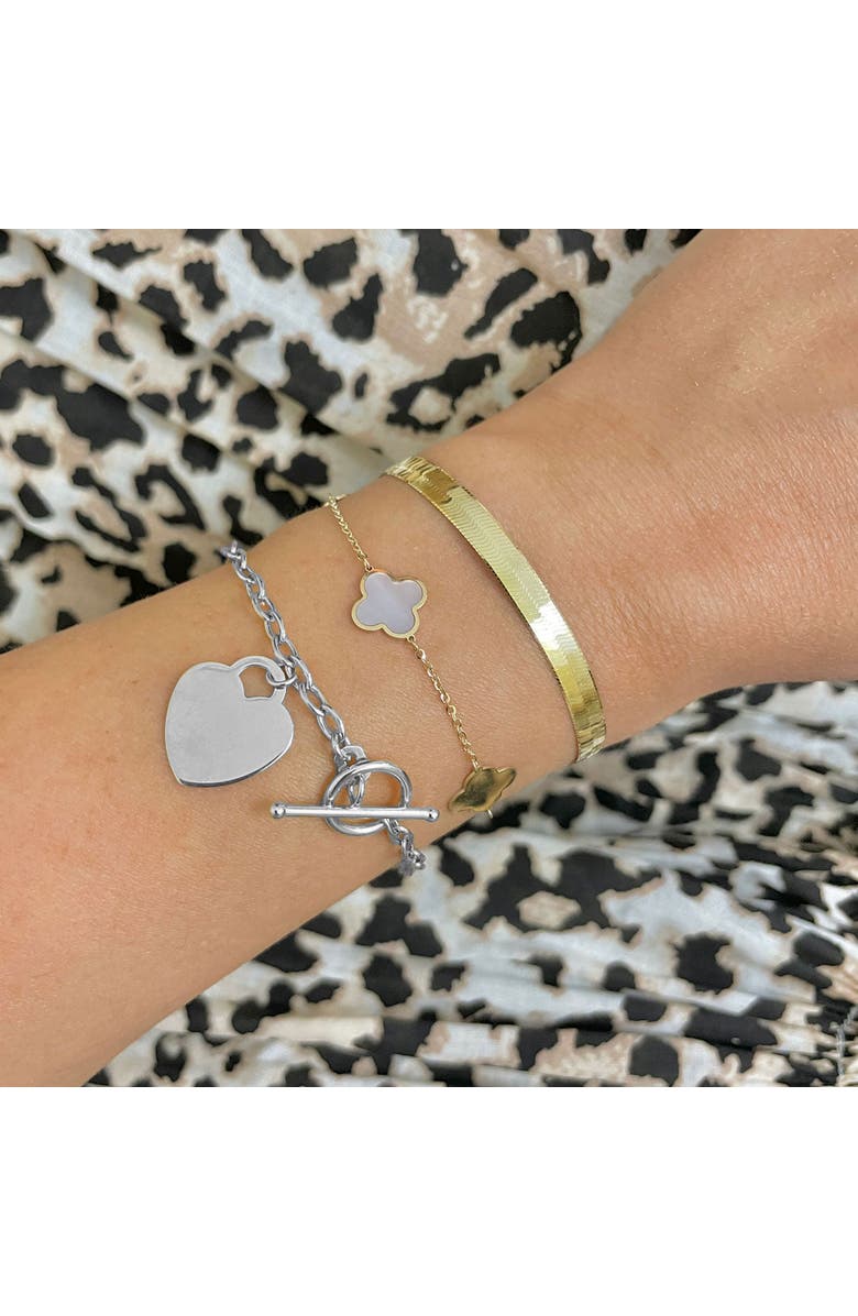 The Lovery Fine Jewelry Gold Heart Toggle Bracelet, Alternate, color, White Gold