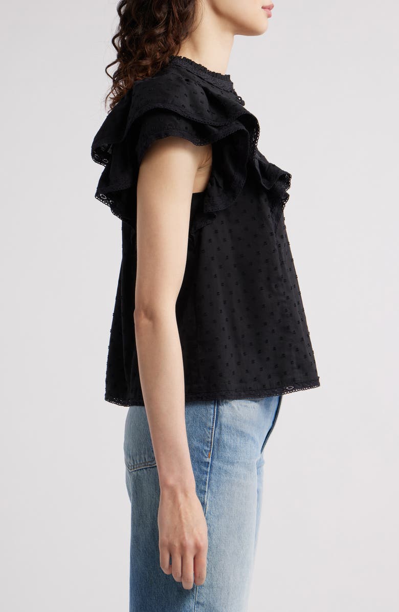 Treasure & Bond Ruffle Sleeve Clip Dot Top, Alternate, color, Black