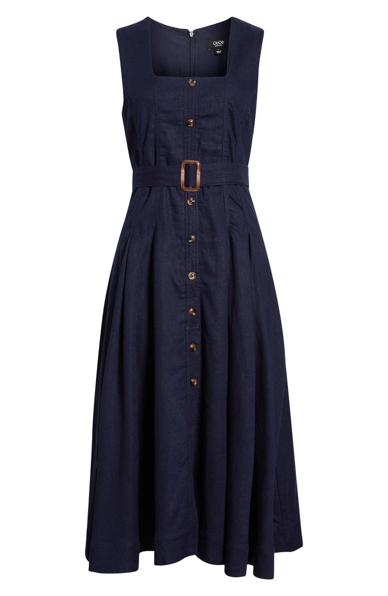 CeCe Belted Midi Dress, Main, color, Classic Navy