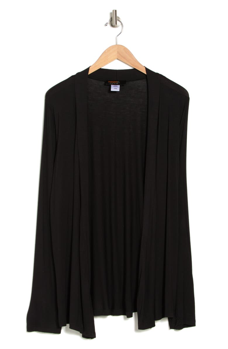 Renee C Jersey Cardigan, Alternate, color, Black