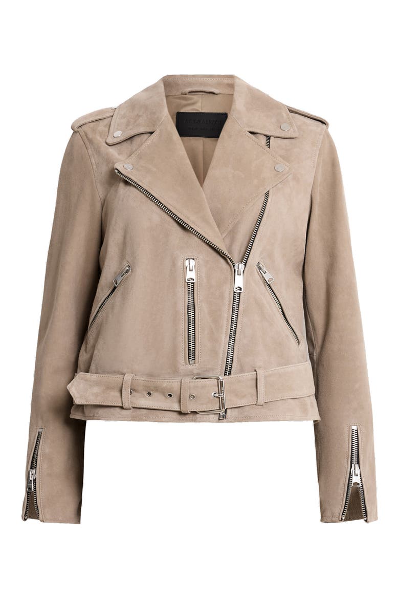 Suede Moto Jacket, Alternate, color, WARM TAUPE GREY