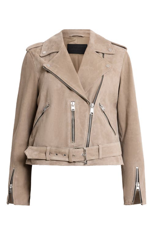 Allsaints Suede Balfern Biker Jacket In Neutral