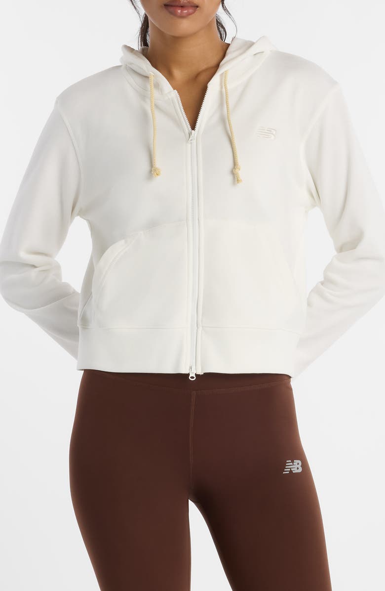 New Balance Coastal Fleece Full Zip Hoodie, Main, color, White
