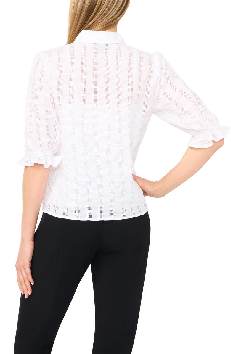 Halogen<sup>®</sup> Sheer Stripe Puff Sleeve Button-Up Shirt, Alternate, color, 