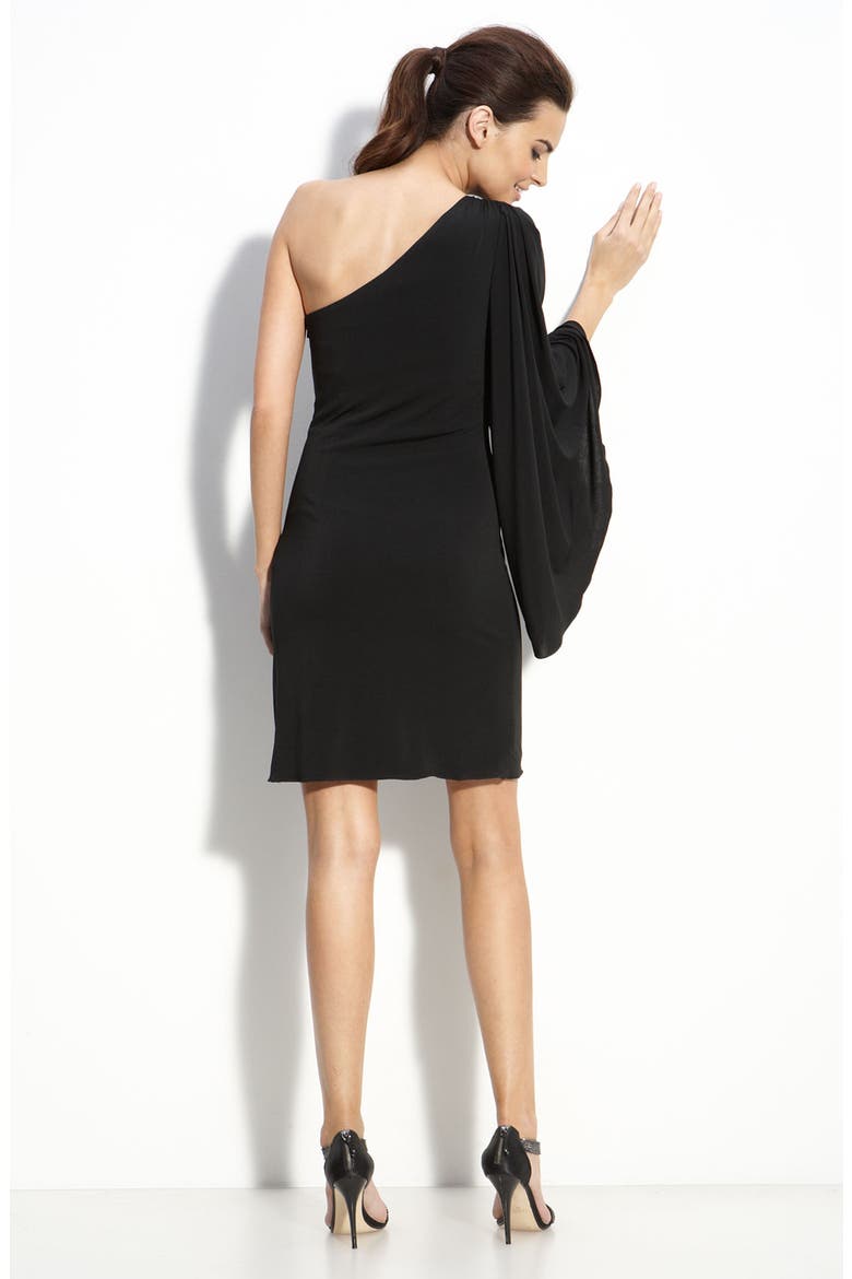 One Shoulder Jersey Sheath Dress, Alternate, color, BLACK