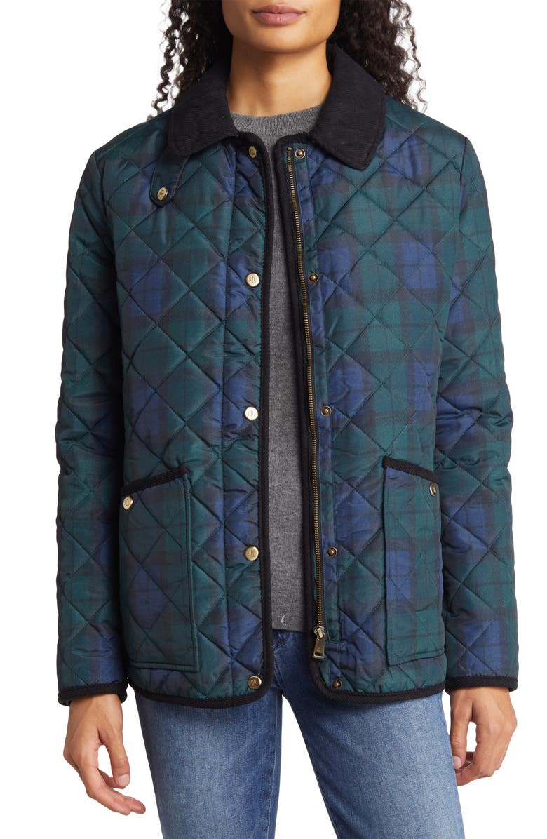 Lauren Ralph Lauren Plaid Quilted Coat, Main, color,