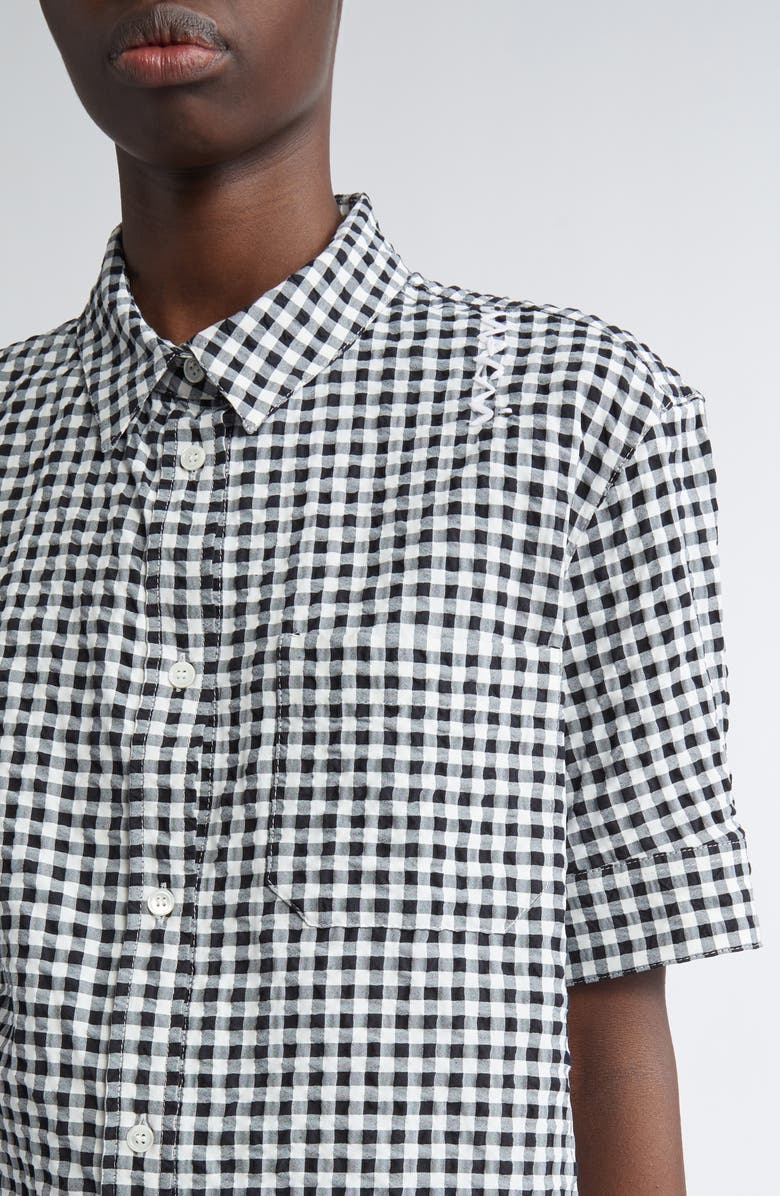 Marni Gingham Seersucker Button-Up Shirt, Alternate, color,