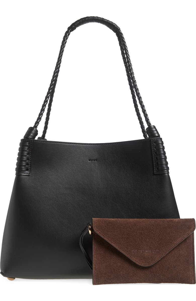 Etro Small Libra Leather Shopping Tote, Alternate, color, N0000 Black