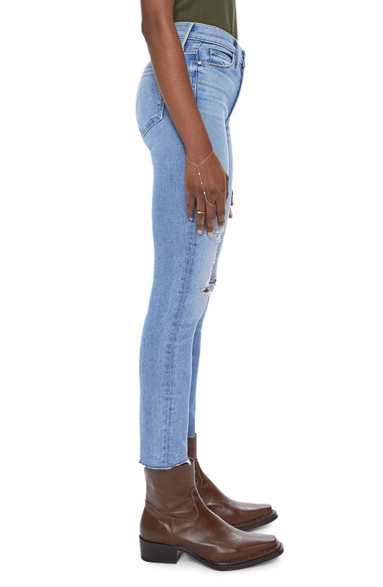 MOTHER The Dazzler Mid Rise Frayed Ankle Slim Jeans, Alternate, color,