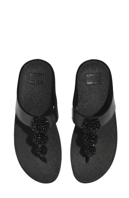 Fitflop Fino Beadie Flip Flop In Metallic Black