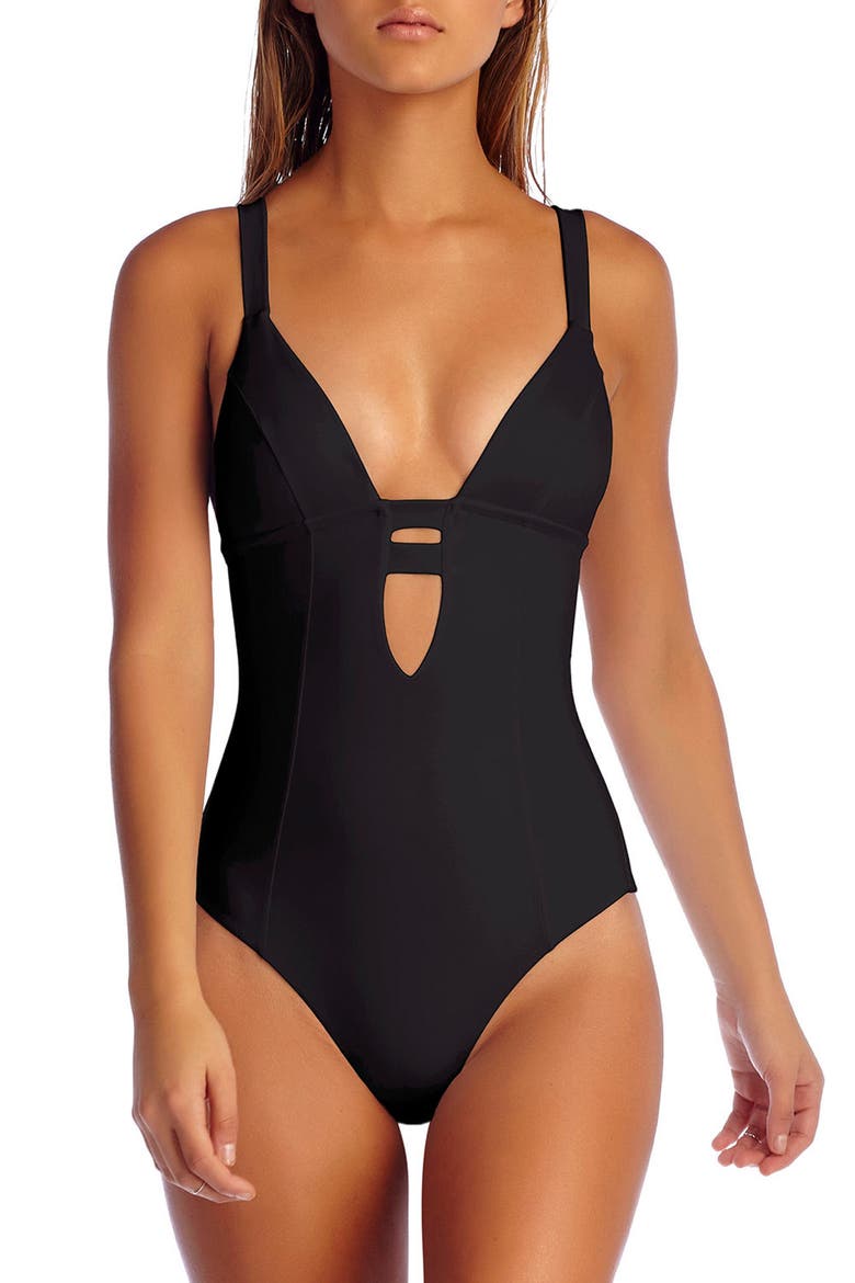 'Neutra' One-Piece Swimsuit, Main, color, BLACK