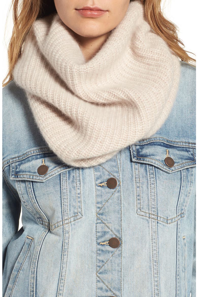 Cashmere Snood, Main, color, BEIGE OATMEAL HEATHER