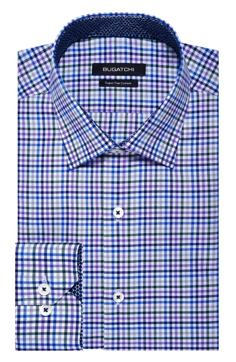Bugatchi Trim Fit Check Dress Shirt, Alternate, color, 
