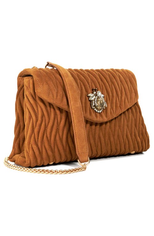 Dune London Darling Matelassé Suede Crossbody Bag In Brown