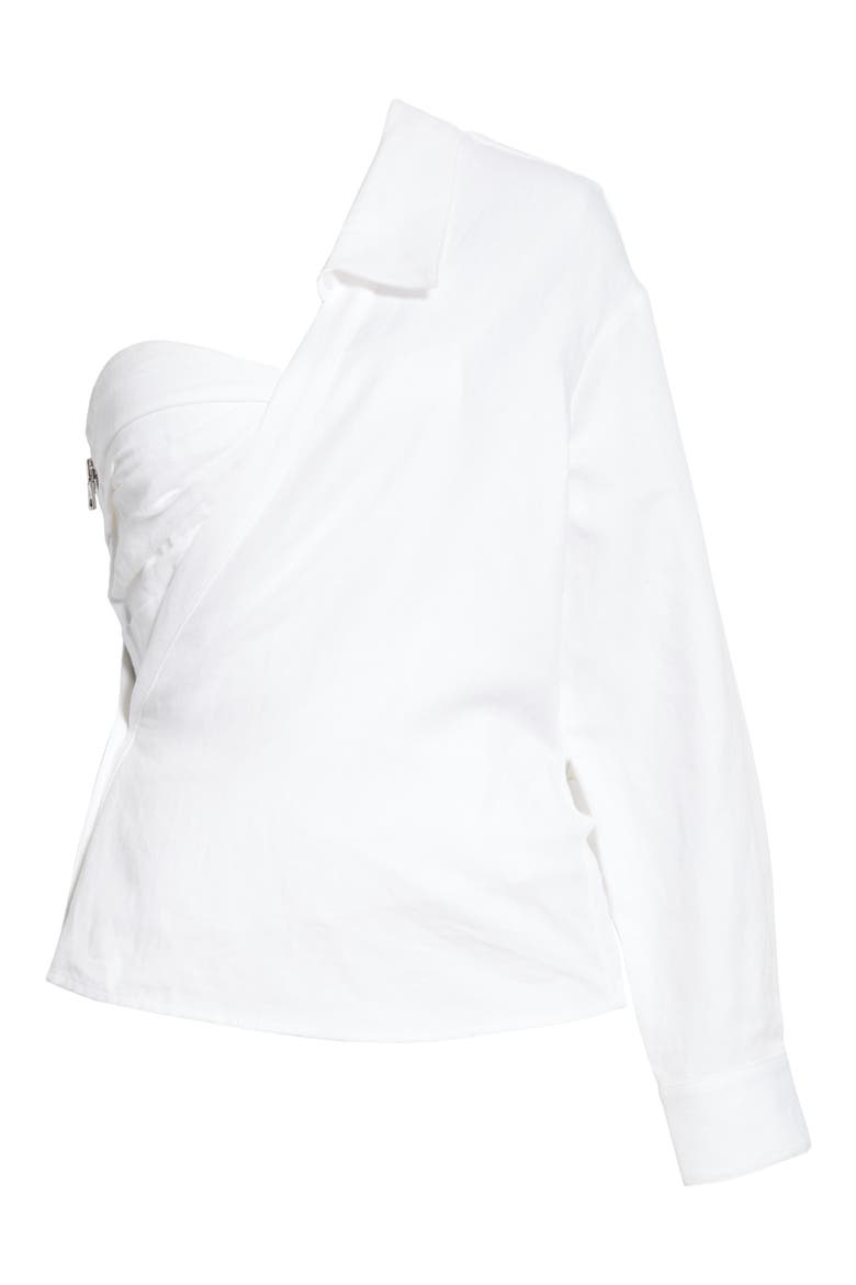 Chiara One-Shoulder Corset Shirt, Alternate, color, WHITE