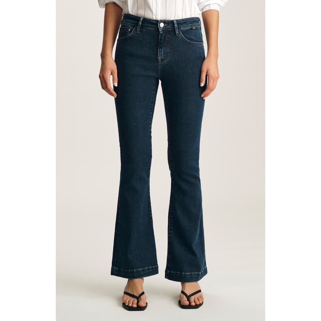 Mavi Jeans Sydney Mid Rise Flare Jeans in Dark Supersoft at Nordstrom, Size 29 X 34