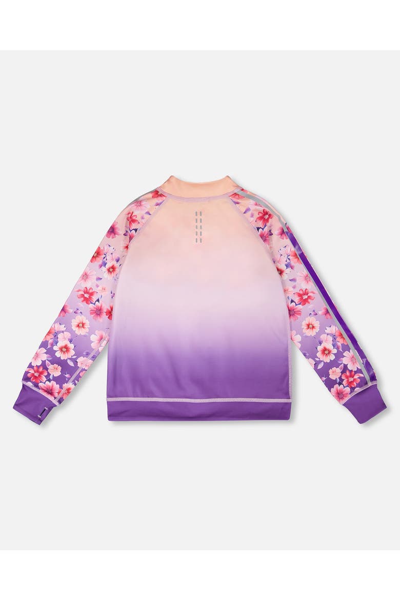 Full Zip Reversible Gradient Athletic Cardigan in Recycled Polyester, Alternate, color, Pink To Mauve Gradient