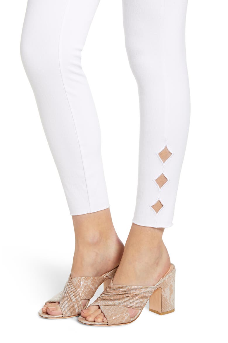 Lyssé Side Scallop Crop Denim Leggings, Alternate, color, WHITE