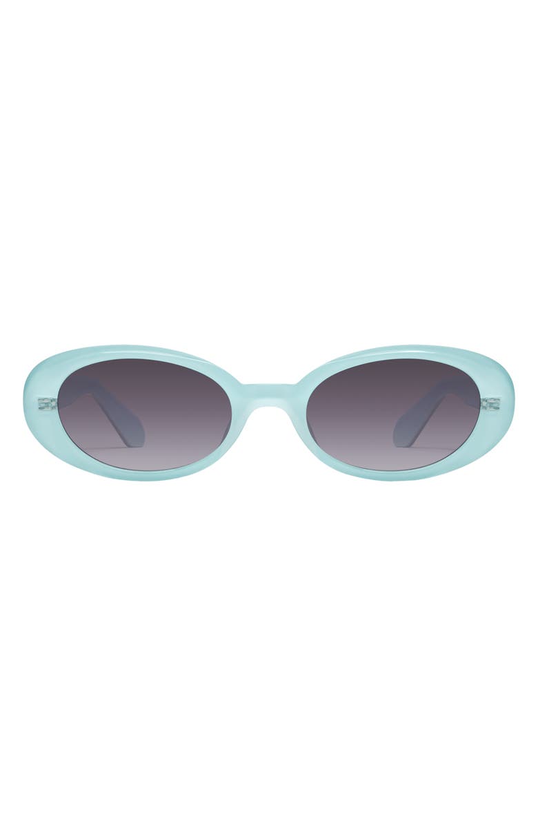 QUAY Felt Cute 52mm Gradient Small Oval Sunglasses, Main, color, Mint/ Smoke